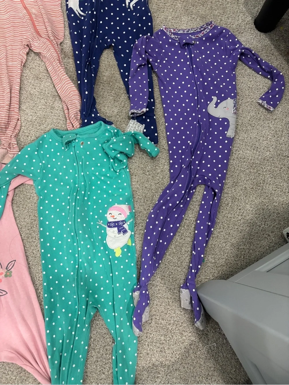 Lot of 24 month toddler girl zipper footie pajamas baby girl sleepers